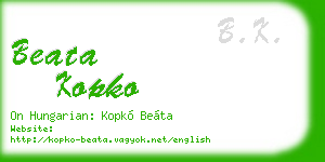 beata kopko business card